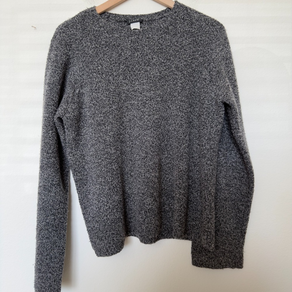 J. Crew Women Chunky Sweater Large Gray Grunge Crewneck Granola Girl Cozy